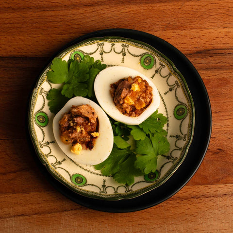 Cod liver devilled eggs