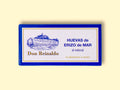 A rectangular box depicting a drawing of the cannery, the brand name Don Reinaldo and text in Spanish. It is a small tin with sea urchin roe and you can read 'hand packed'