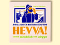 Box containing Cornish monkfish with Aleppo chilli from Hevva! The box is illustrated with a fisherman calling out over the Cornish coast with cliffs and a lighthouse in the background. The box is colourful with Hevva! written in golden, embossed letters