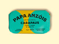 A tin of horse mackerel with lemon and olive oil in rectangular green and yellow packaging.