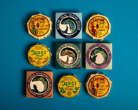 Fish pate from Portuguese producers. The tins are finished in colourful wrappings