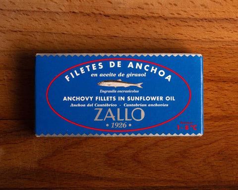 tin of basque anchovies in a blue package box