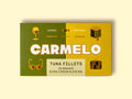 Carmelo tuna fillets in the signature iconic green and yellow packaging with golden illustrations
