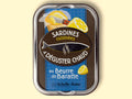 La belle Iloise sardines in churned butter from Normandy with a hint of lemon. Packaged in a lemon and fish illustrated tin.