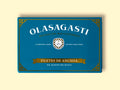 Olasagasti anchovy fillets blue packaging on a yellow surface. The design is simple with many details like a Sicilian coat of arms, a golden banner and decorative details on the corners.